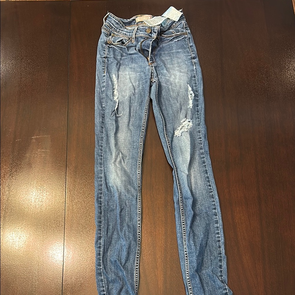 Guess Blue Skinny Jeans with Distressed Details